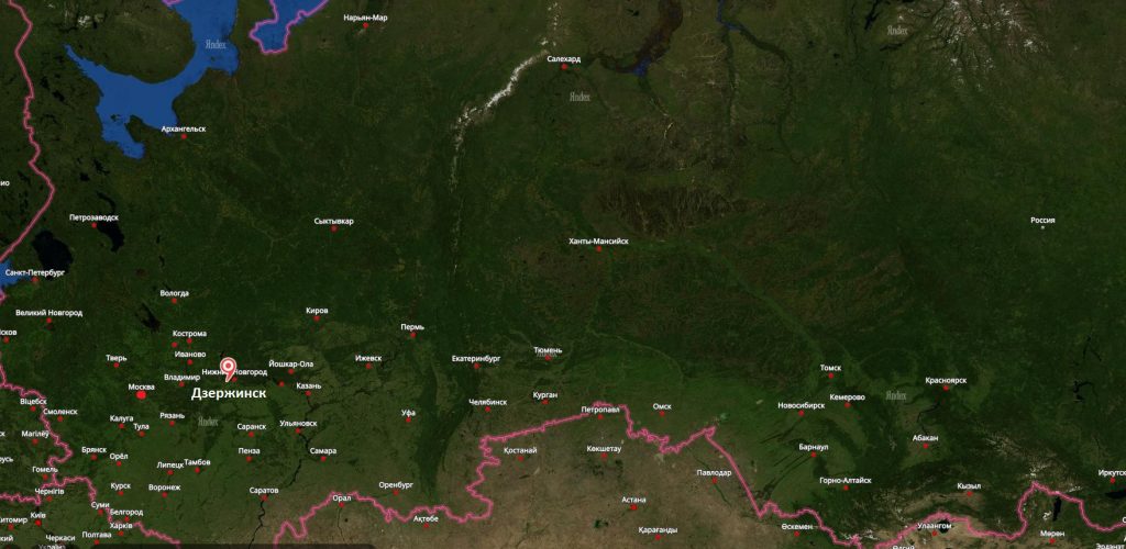 Дзержинск на карте России