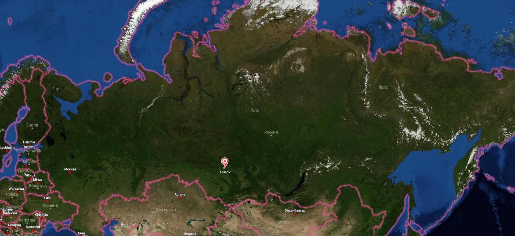 Карта Томска с улицами и домами, показать, где Томск на карте России