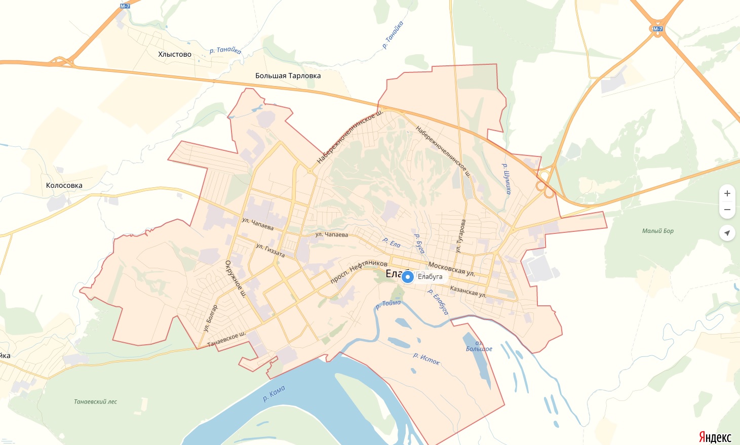 Елабуга на карте России с улицами и домами спутник показать