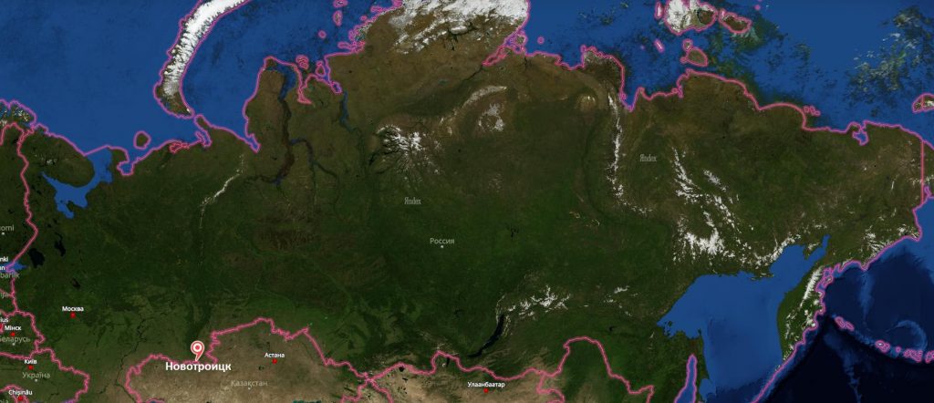 Новотроицк на карте России