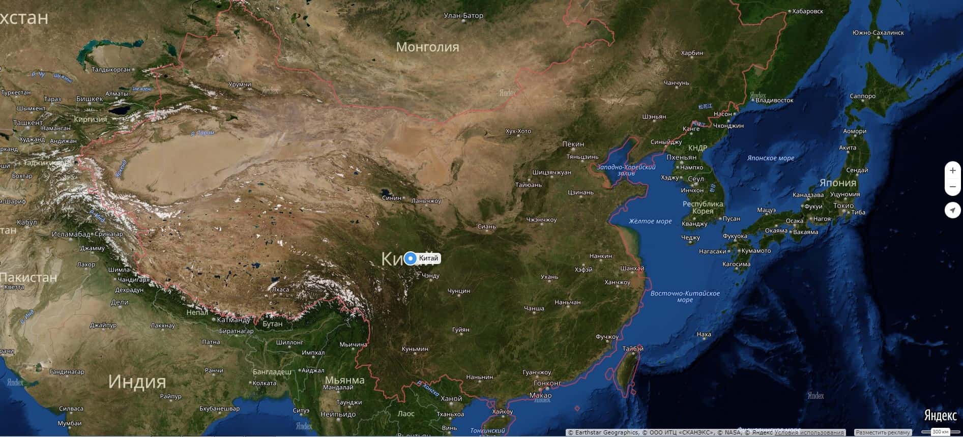 Карта Китая на русском языке с городами подробно