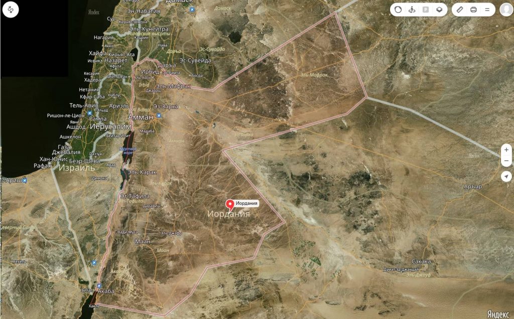 Показать на карте иорданию