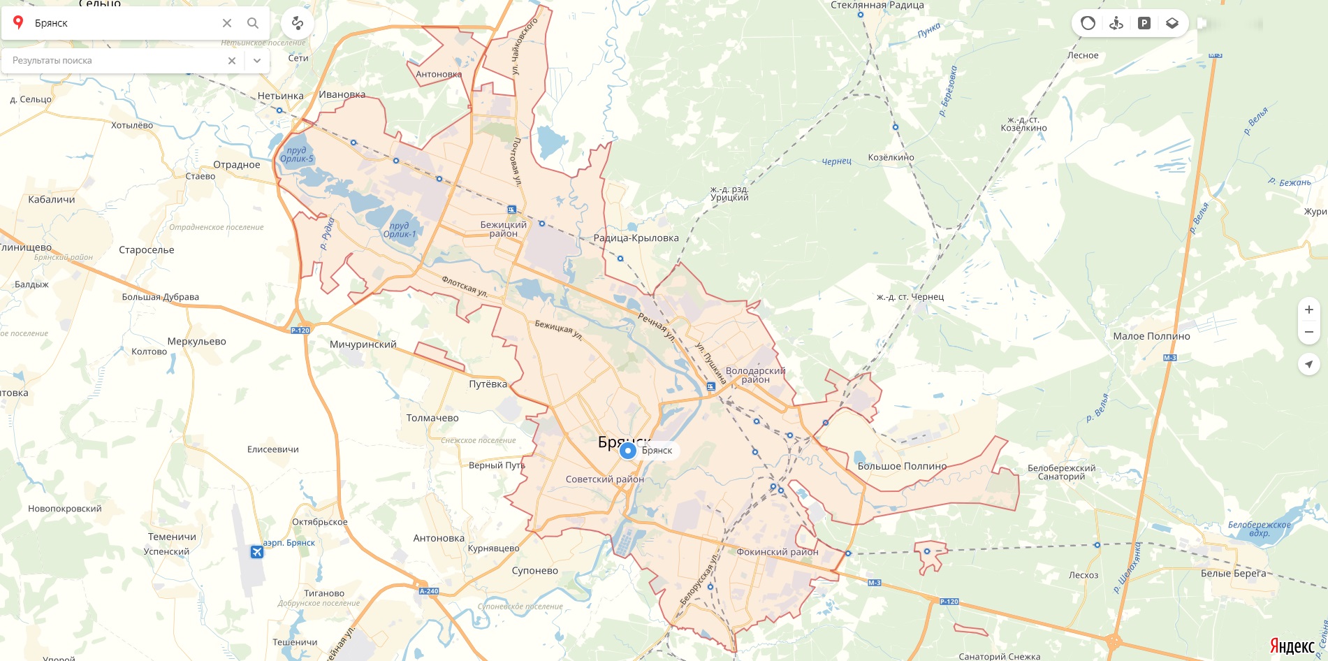 Карта хлевное с улицами и домами