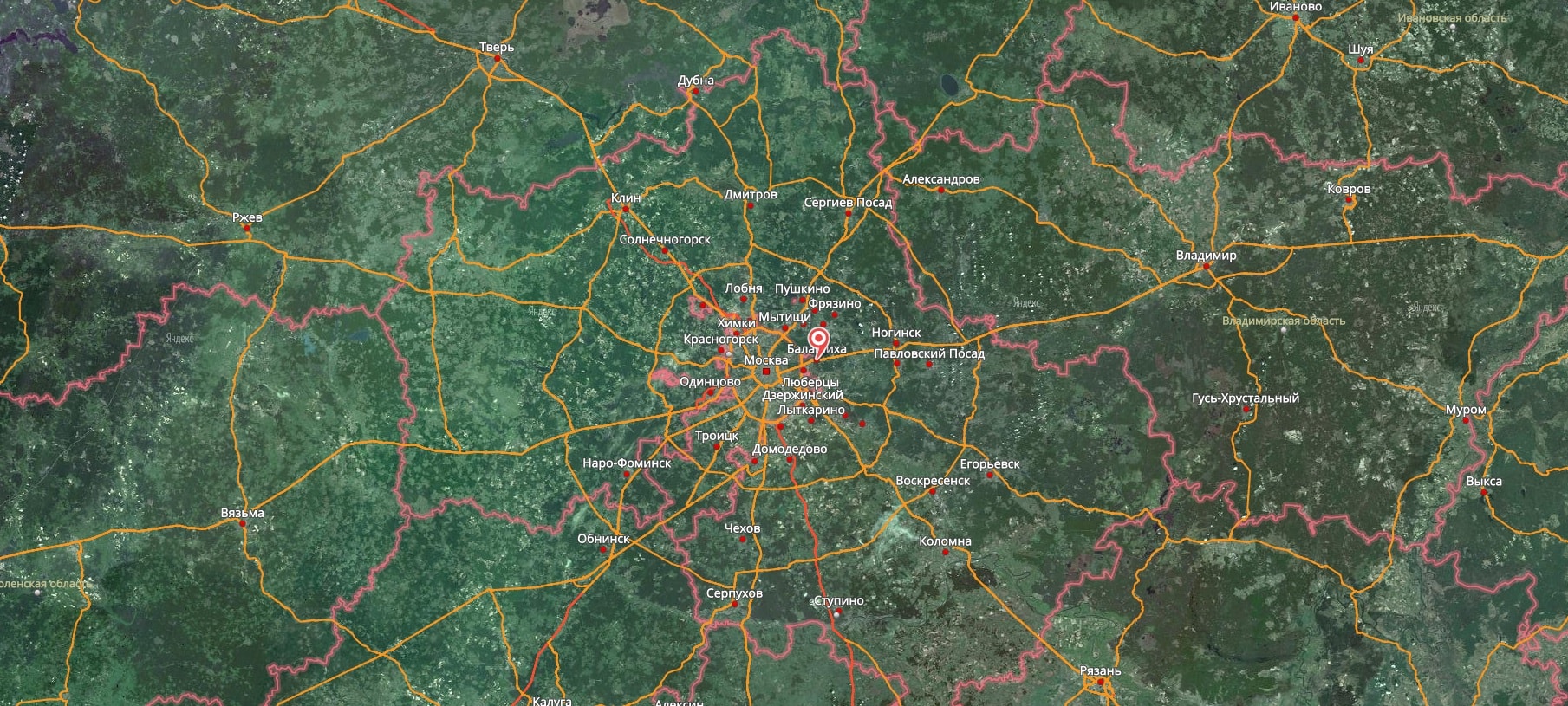 Карта Московской области со спутника
