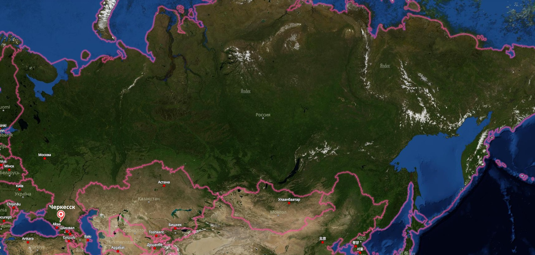 Черкесск на карте России
