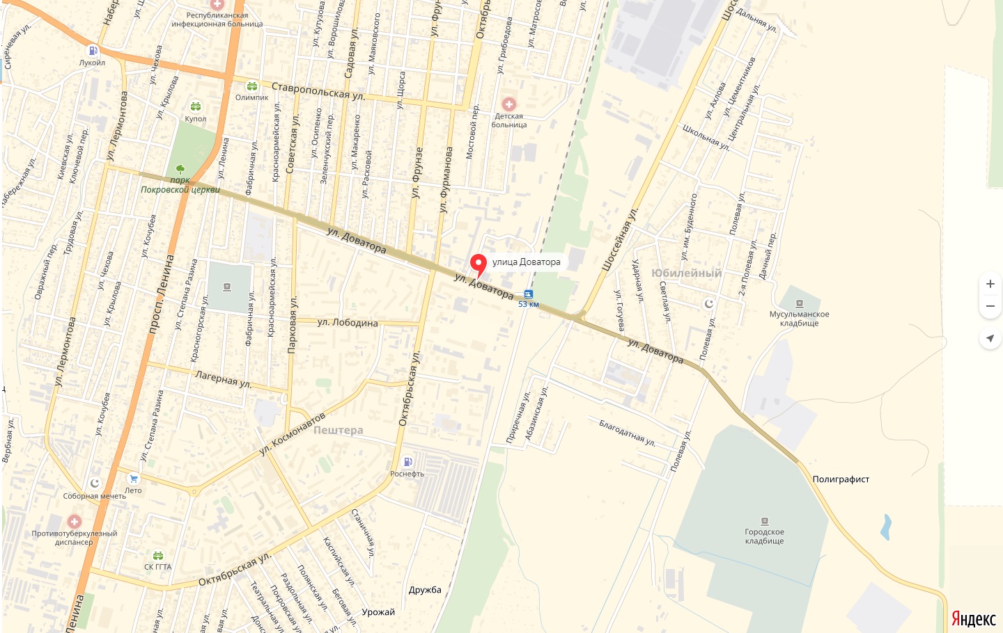 Карта Улицы Доватора Черкесска