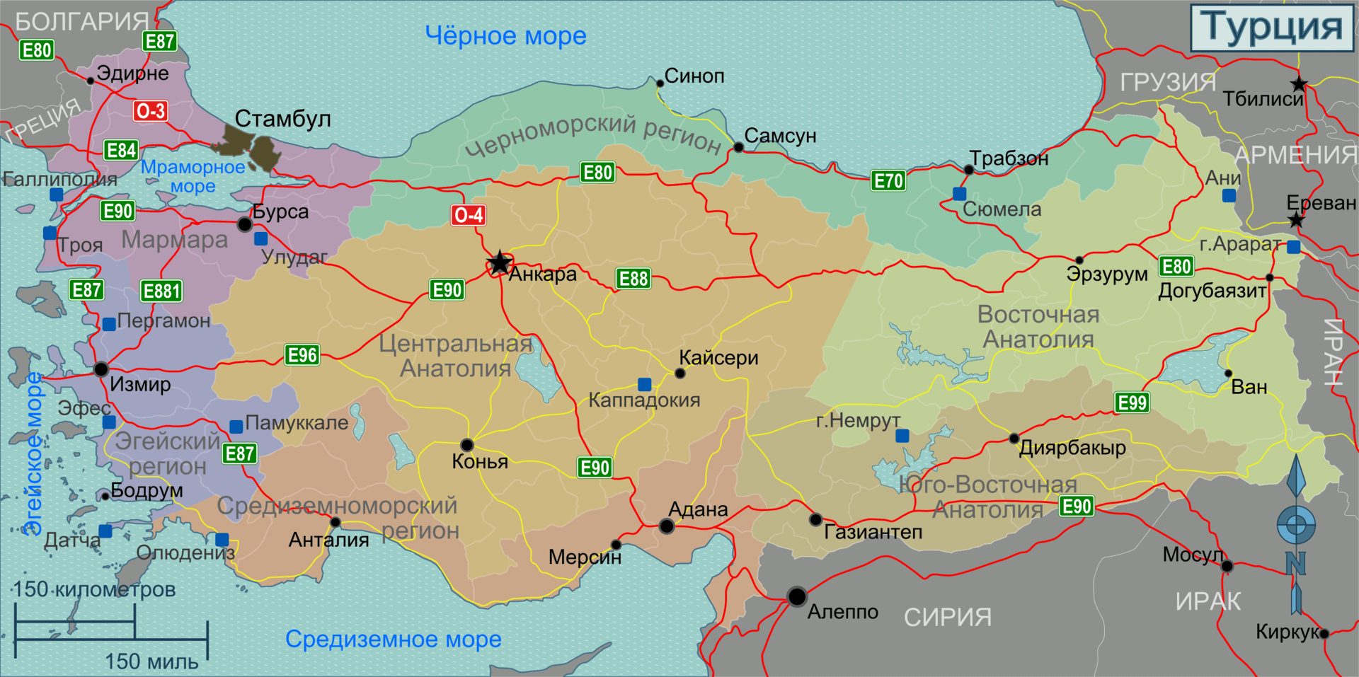 Карта турции с городами на русском и отелями на русском языке