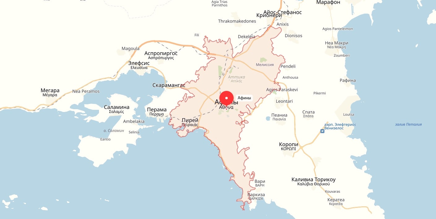 Карта афин на русском языке с достопримечательностями