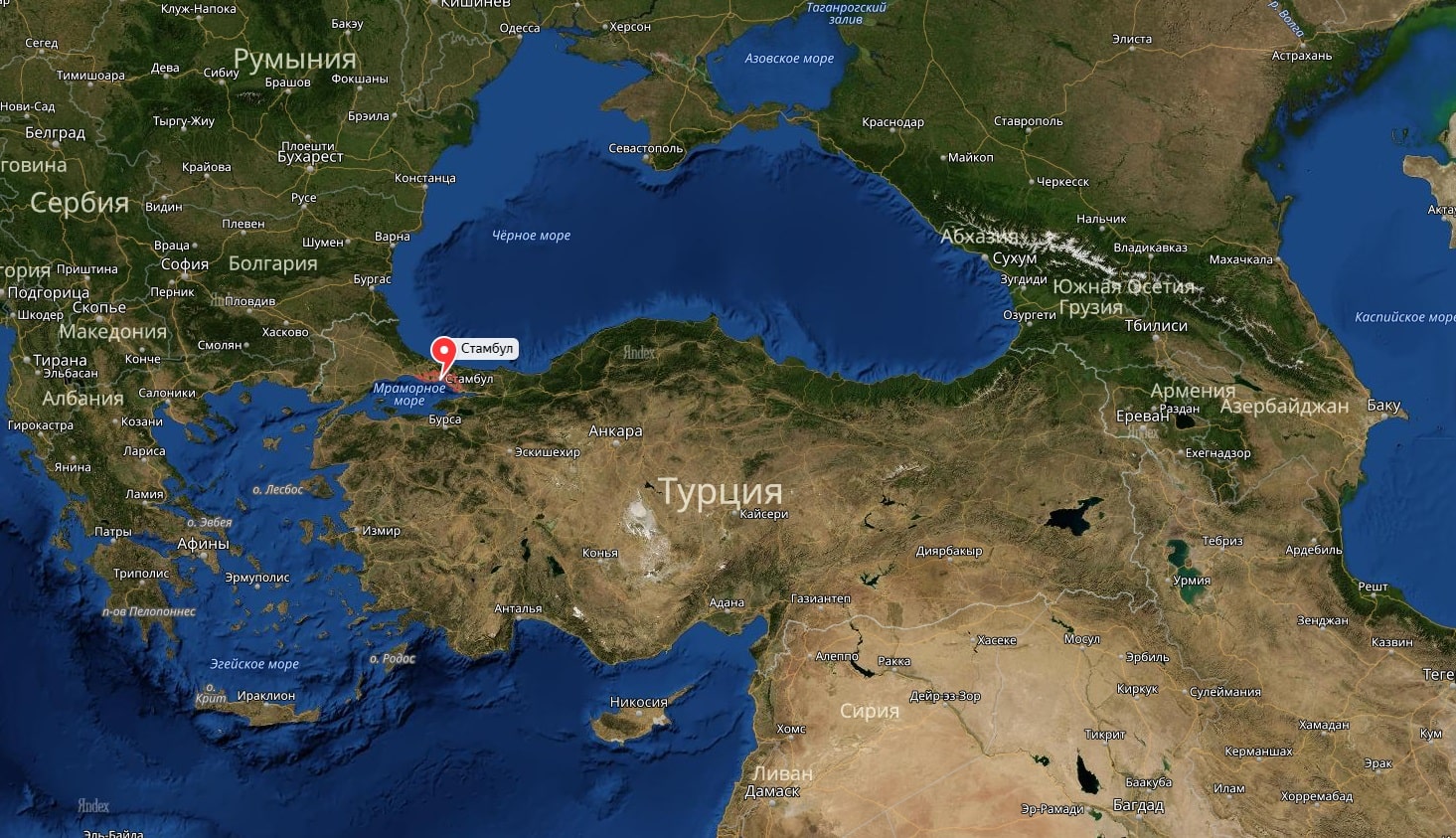 Географическое положение Турции на карте