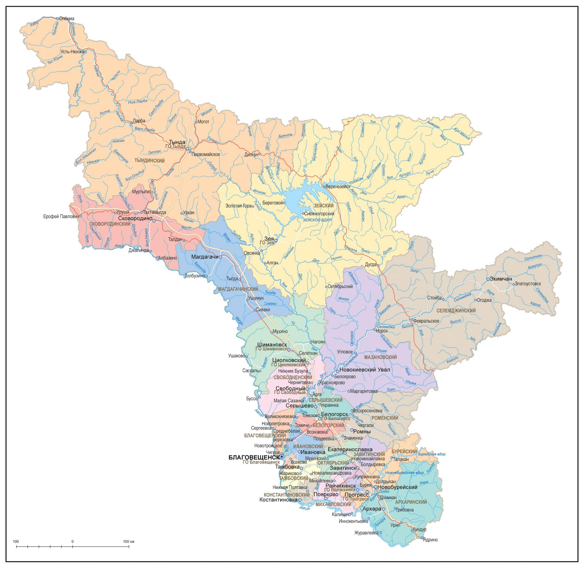 Социальная карта амурской области. Карта Амурской области с городами.