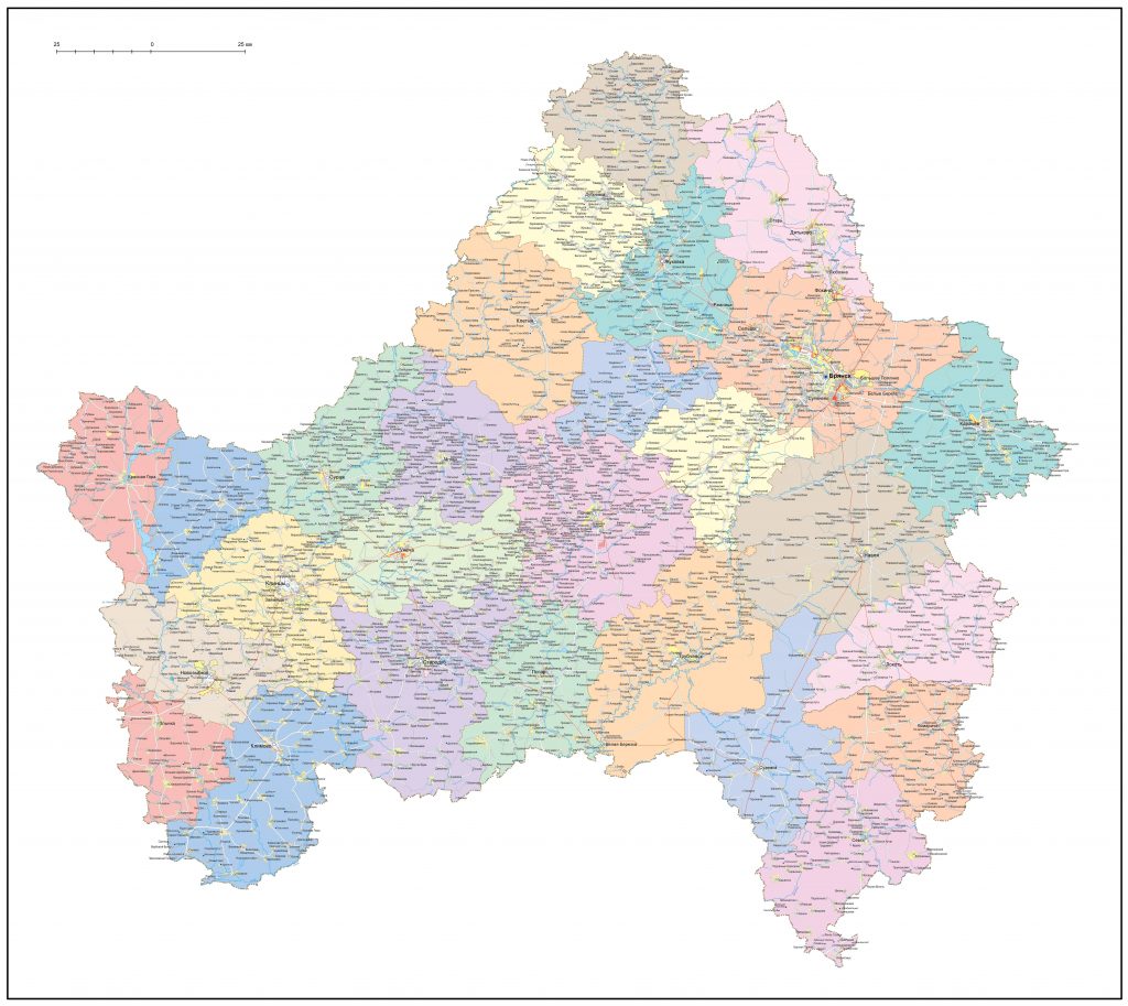 Административно территориальное устройство Брянской области с населенными пунктами