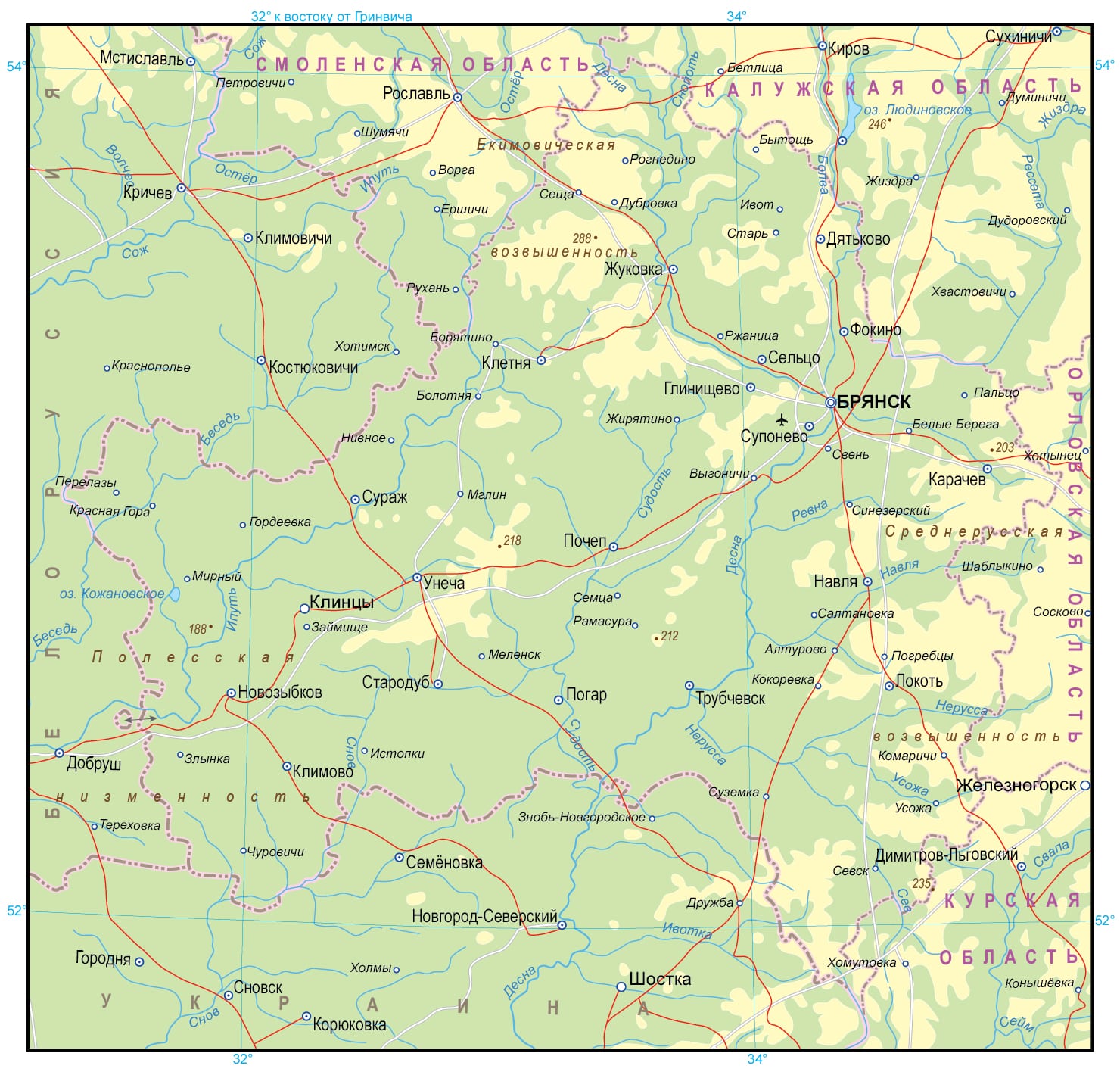 Карта брянской области с соседними областями. Климово Брянской области на карте. Суземка Брянской области на карте.