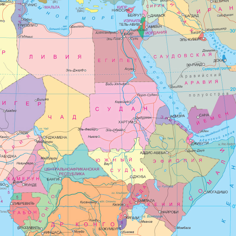 Политическая карта восточной африки