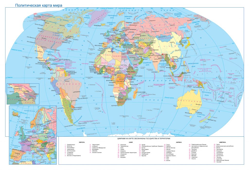 Новая политическая карта мира с границами
