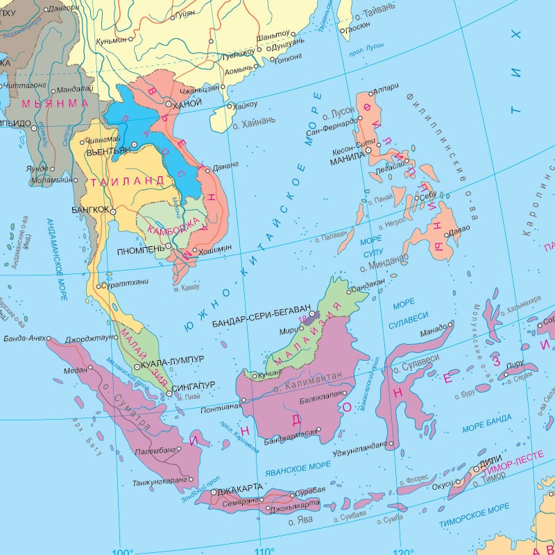 Карта Юго Азии