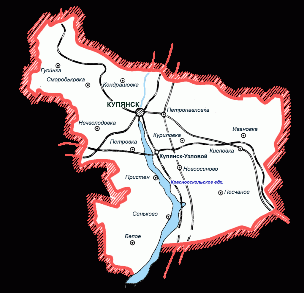 Купянский район на карте