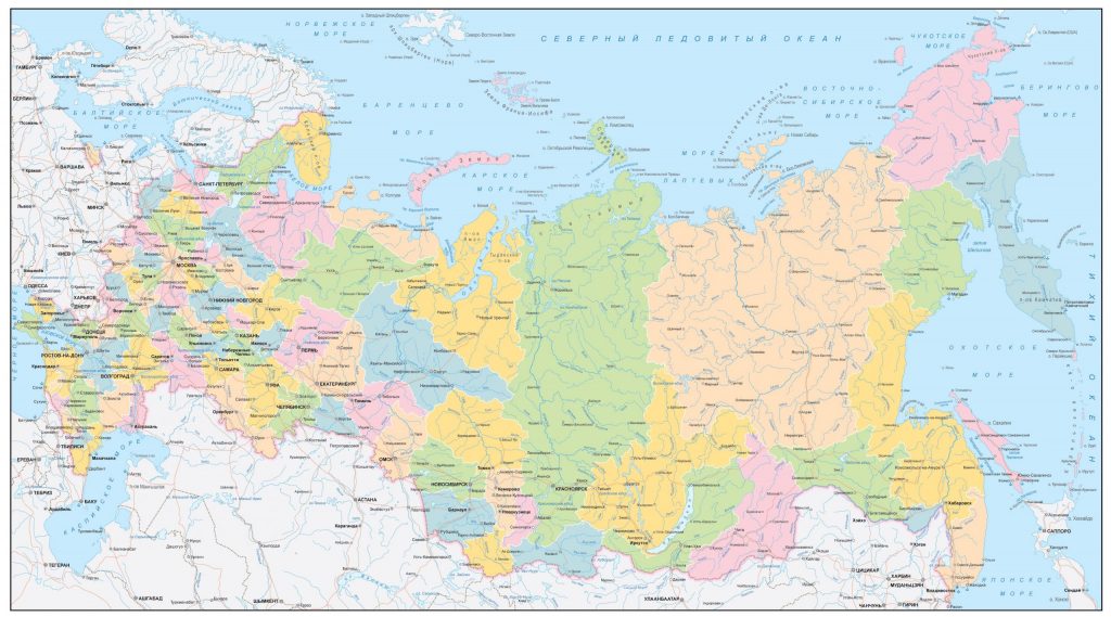 Карта России с областями с границами