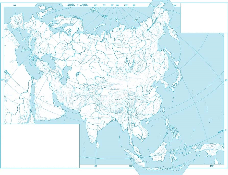Контурные карты Евразии географические для печати с надписями
