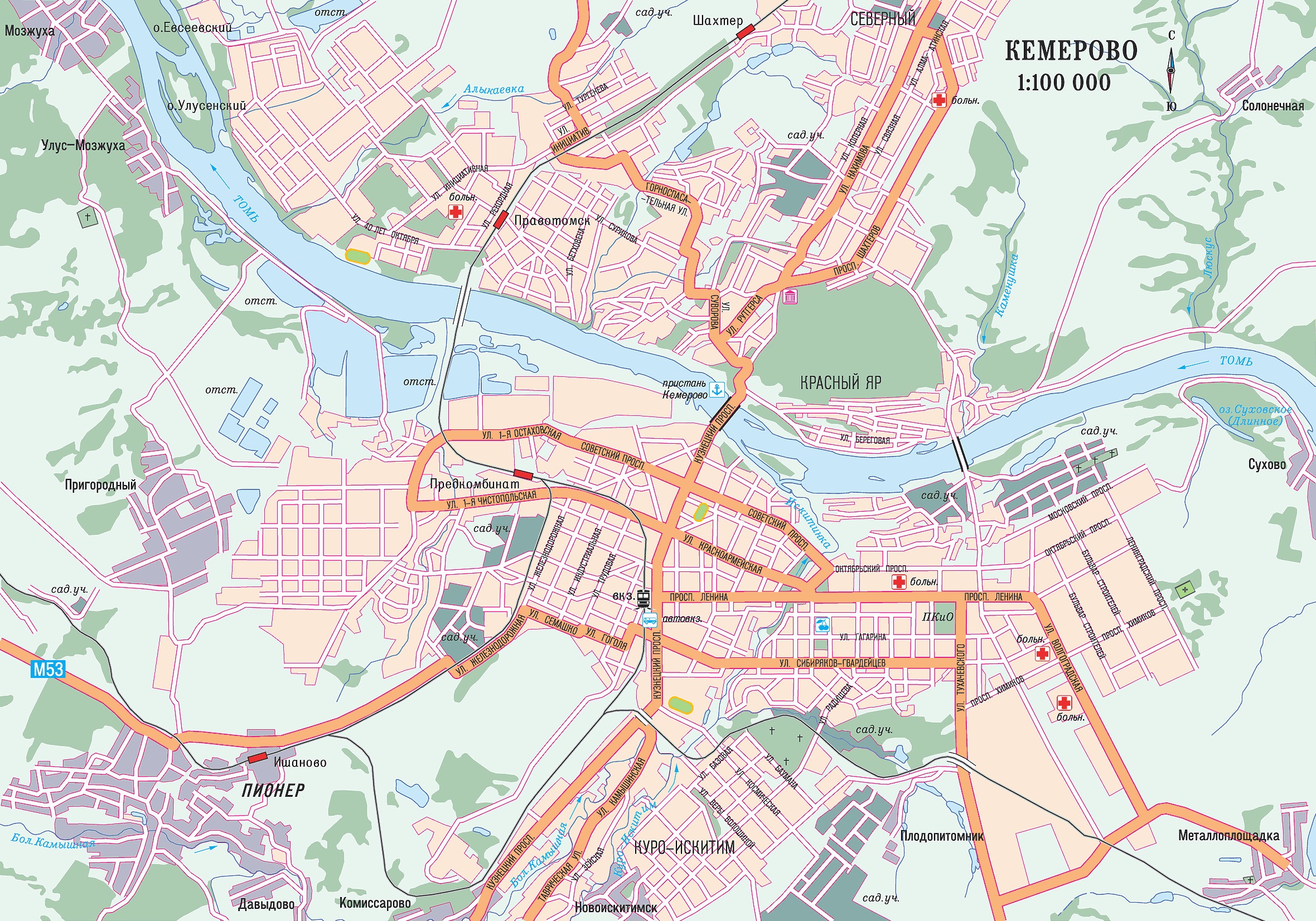 Подробная карта дорог кемеровской области подробная